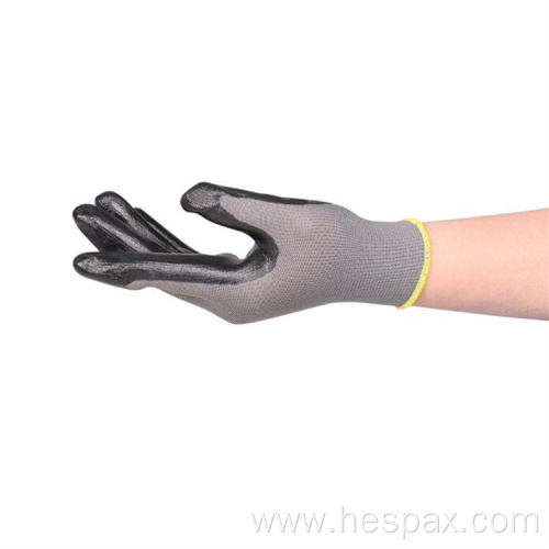 Hespax Oil Resistant Nitrile Palm Coated Safety Gloves